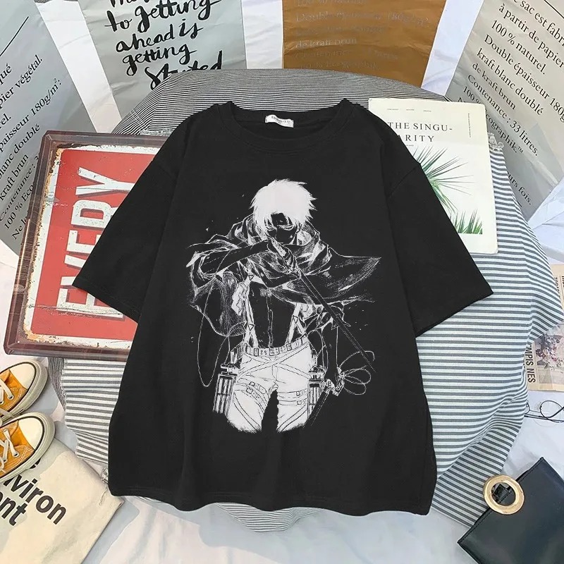 Summer Harajuku T-Shirt Japanese Anime Attack on Titan Levi