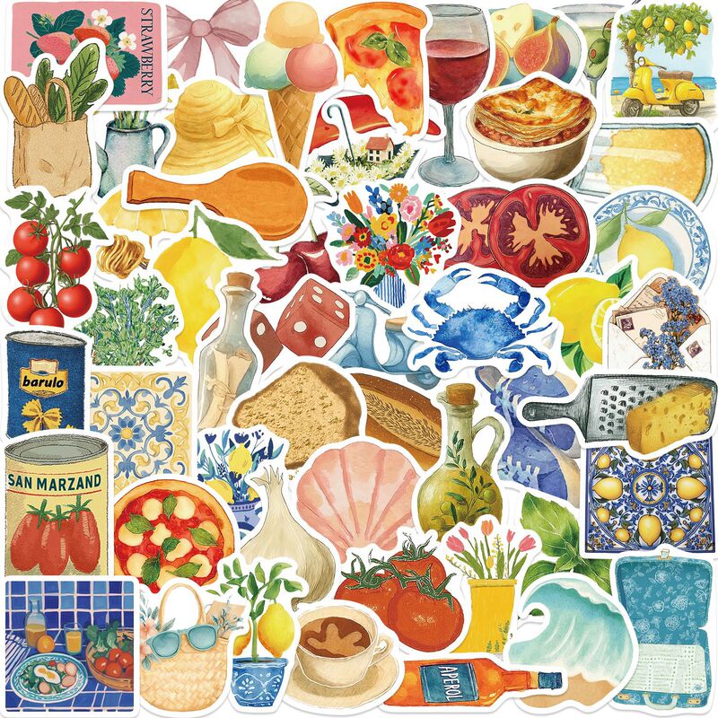 54 Cartoon Mediterranean Style Aesthetic Cross-Border Stickers DIY Decoration for Phone Cases and Notebooks Waterproof Pvc Stickers 54 Cartoon Mediterranean Style Aesthetic Cross-Border Stickers DIY Decoration for Phone Cases and Notebooks Waterproof Pvc Stickers