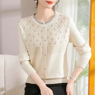 New Mom Sweater Women's Crewneck Long Sleeve Base Shirt Knitted Top Women's Small Shirt T-Shirt Middle-aged and Elderly Clothes