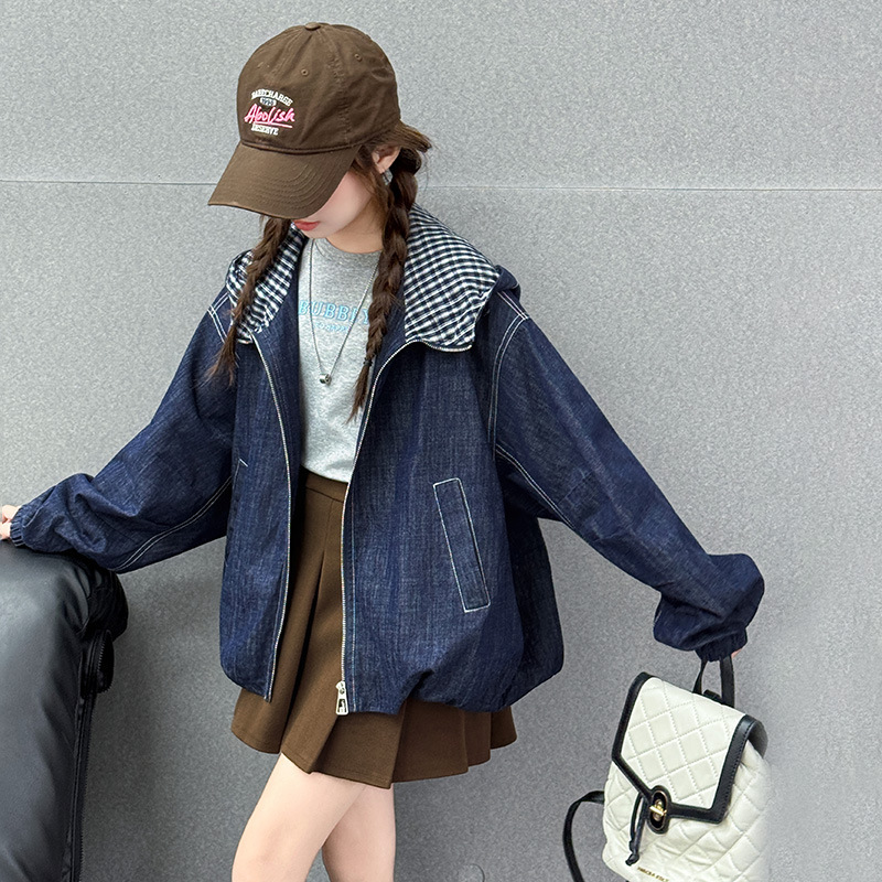 女童牛仔外套2025秋季新款洋气儿童连帽牛仔上衣时髦大童洋气潮|undefined