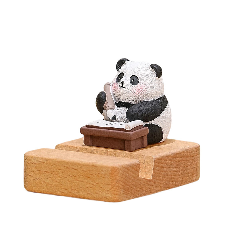 国宝パンダ携帯電話ホルダー、ピアノ、チェス、絵画、書道の小さな装飾品、かわいいパンダの文化的で創造的なギフト、デスクトップタブレットホルダー|undefined
