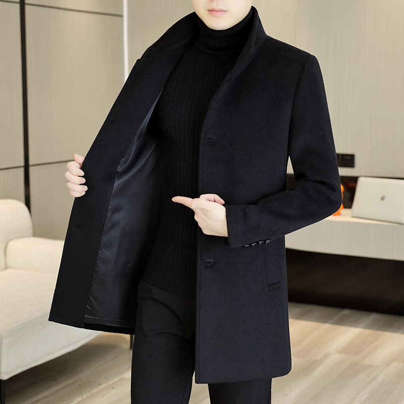 Men's Cashmere Coat 2024 Mid-length Autumn and Winter Business Casual Fashion Coat Lapel Wool Coat Men's Cashmere Coat 2024 Mid-length Autumn and Winter Business Casual Fashion Coat Lapel Wool Coat