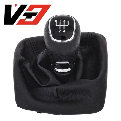 Suitable for Skoda Octavia A5 A6 2004-2012 Chrome Gear Shift Lever with Leather Cover (Cab and accessories) - 5-speed