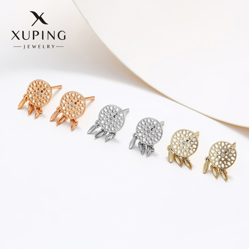 Xuping joyería bronce dorado atrapador de sueños pernos de alta calidad nicho de diseño de pernos de hueso de orejas temperamento pendientes