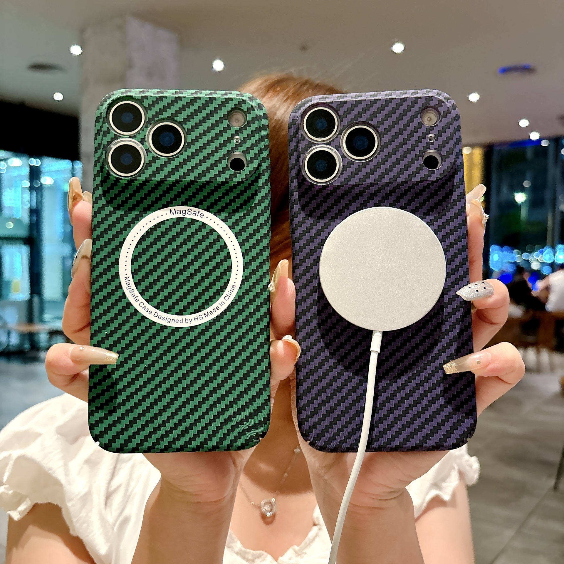 Suitable For IPhone 17 Carbon Fiber Matte Phone Case, 16 Pro Max Magnetic Charging, 15 Shockproof Protective Cover_voghion.com