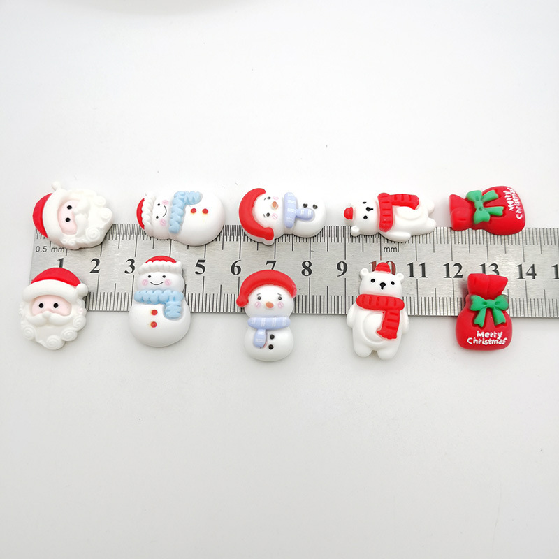 Navidad serie muñeco de nieve dibujos animados resina accesorios diy material horquilla cabeza cuerda agua parche caja del teléfono decoración