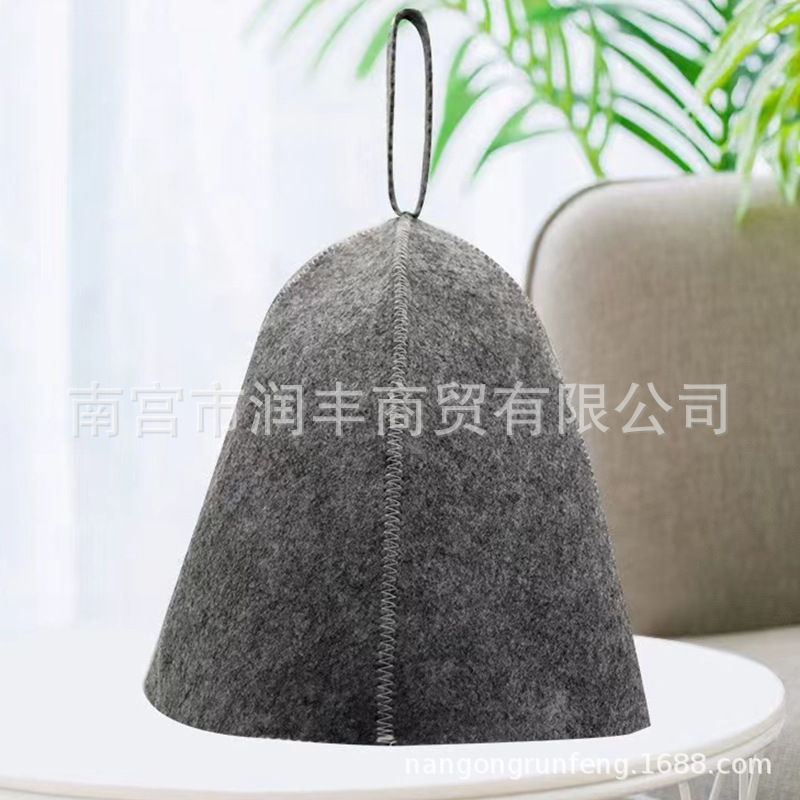 [Gorro de ducha de fieltro] simple moda gris blanco fieltro de lana caliente sudor de primavera sauna humeante sombrero de fieltro