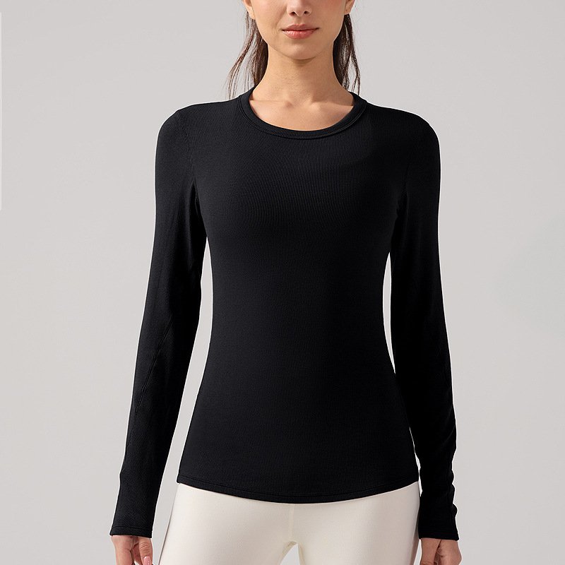 Nulr cuello redondo de manga larga mujer desnuda camiseta de fitness transpirable antibacteriana ropa de yoga de secado rápido camiseta deportiva adelgazante