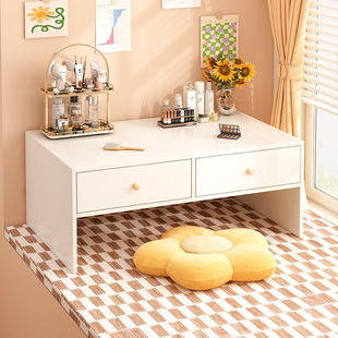 Bay Window Dressing Table Cream Style Bedroom Modern Simple Small Storage Cabinet with Makeup Mirror Simple Girl Makeup Table