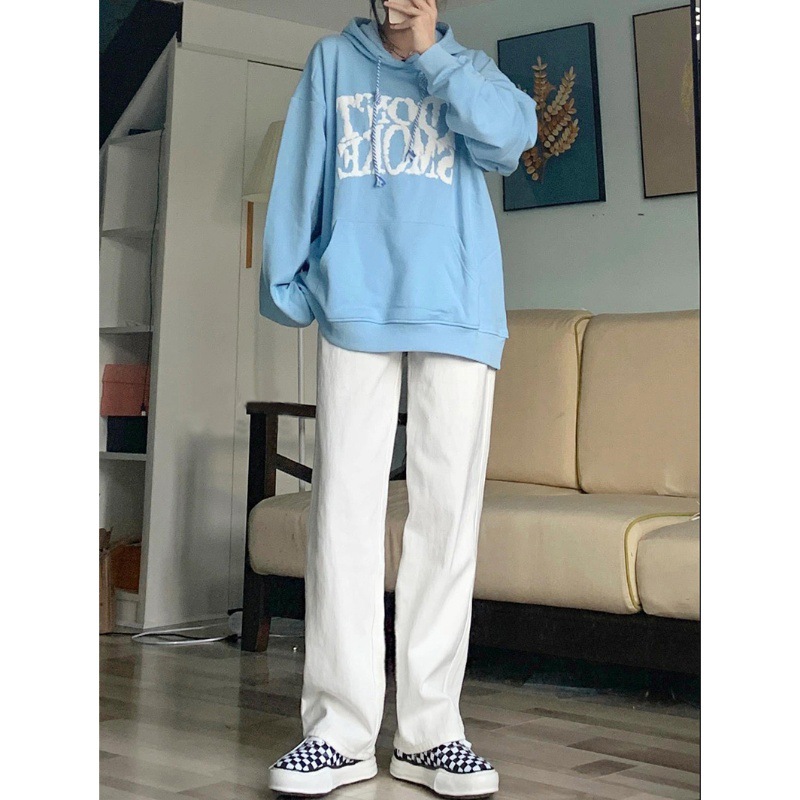 Jean décontracté polyvalent à jambe droite pour le printemps et l'été, marque tendance américaine de grande rue, blanc, ample et ample, ou_voghion.com