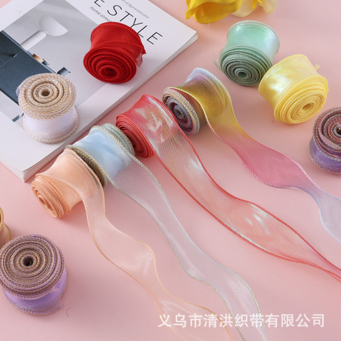 4cm Wide Free Shipping Fishtail Wave Overlay Organza New Handmade Shoe Flower Baking Plain Ribbon Bow