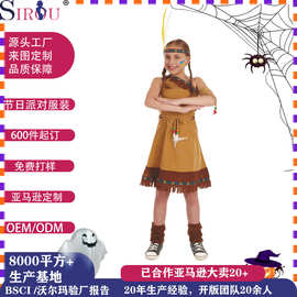节日派对表演服 cosplay印第安人连衣裙装扮服装 万圣节儿童服饰