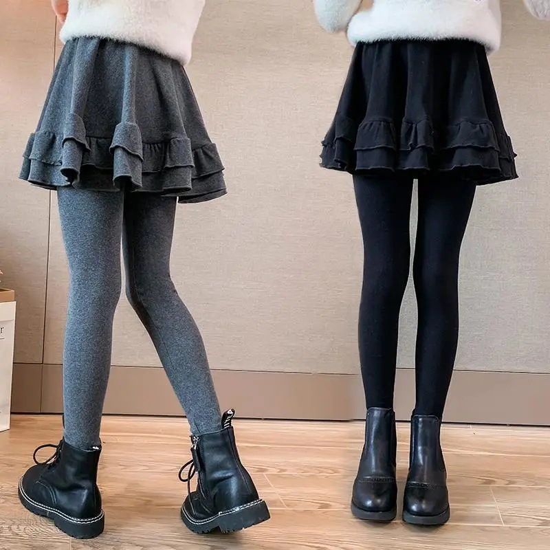 女童春秋新款洋气裙裤外穿新款儿童装冬季中大童假两件打底裤加绒