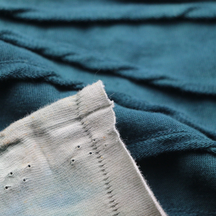 吊染提花单面布汗布服装面料手工吊染扎染提花波浪纹汗布单面布料