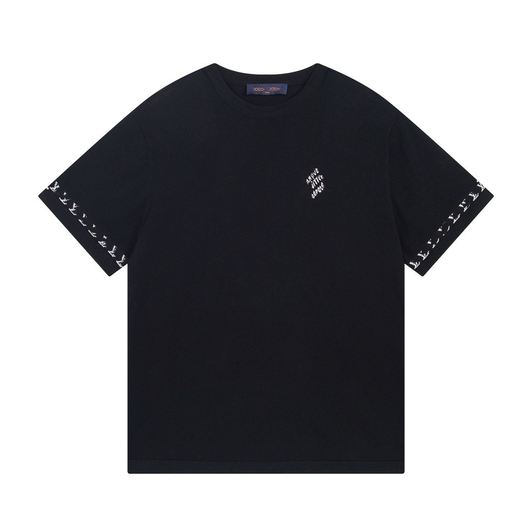 T-shirt de punto de alta versión de burro 2025 nuevo tablero de ajedrez letras jacquard casual suelta hombre y mujer mangas cortas