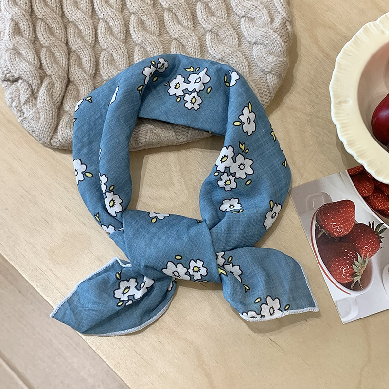 Bufandas de seda de algodón y lino correa de cabello pequeña toalla cuadrada para mujeres primavera y otoño nueva moda coreana bufandas calientes de cuello bufandas
