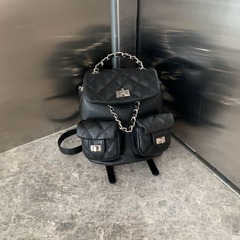 Xiaoxiangfeng ファッション菱形チェーンバックパック通勤多用途ハイエンド本革レディースバッグミニ多用途バックパック女性