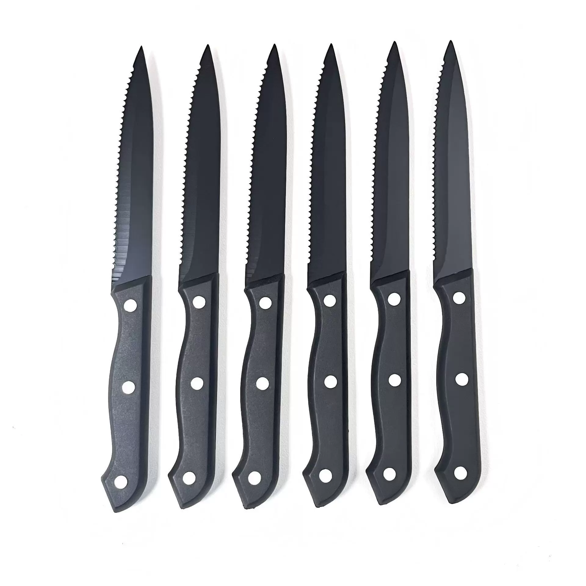 厂家现货不锈钢5寸尖头牛排刀西餐刀塑料柄牛排刀锯齿刀牛扒刀