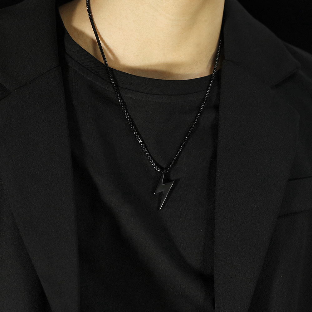 box chain Chain Type Simple Style Streetwear Lightning Titanium Steel Polishing Unisex Pendant Necklace Men Pendant Necklaces
