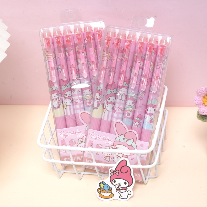 Cartoon GP-710 Melody Erasable Blue Pen Easy to Erase Thermal Gel Pen Cute Cartoon Animation Push Pen Wholesale