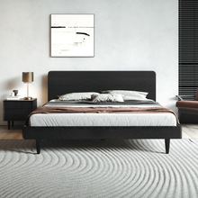 全实木床橡木复古黑色双人床美式法式北欧简约现代家用家居家具