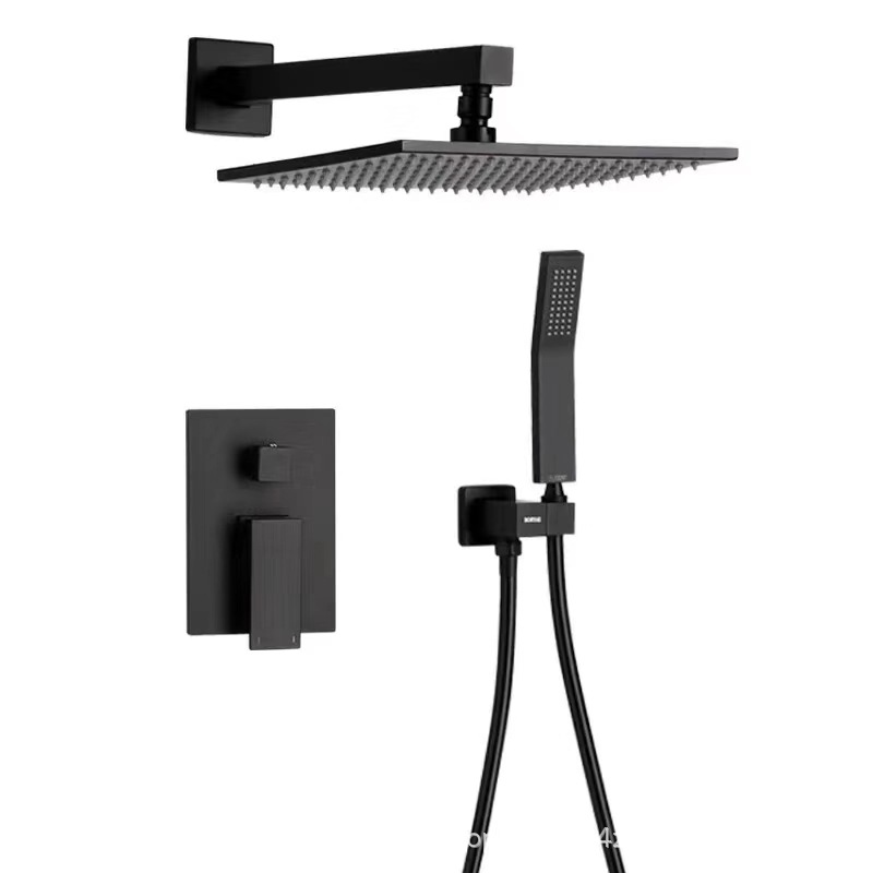 Juego de ducha caliente y fría empotrada oculta simple ducha de pared negra comercio exterior fábrica transfronteriza al por mayor