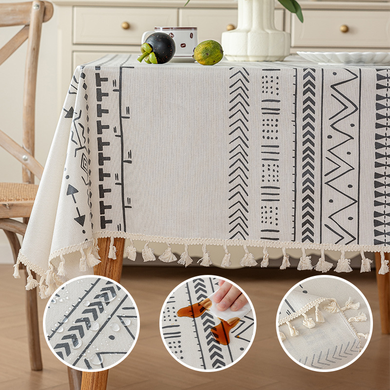 Mantel bohemio impermeable y a prueba de aceite, mantel antideslizante y resistente a las manchas, cubierta de mesa de centro retro única a prueba de polvo