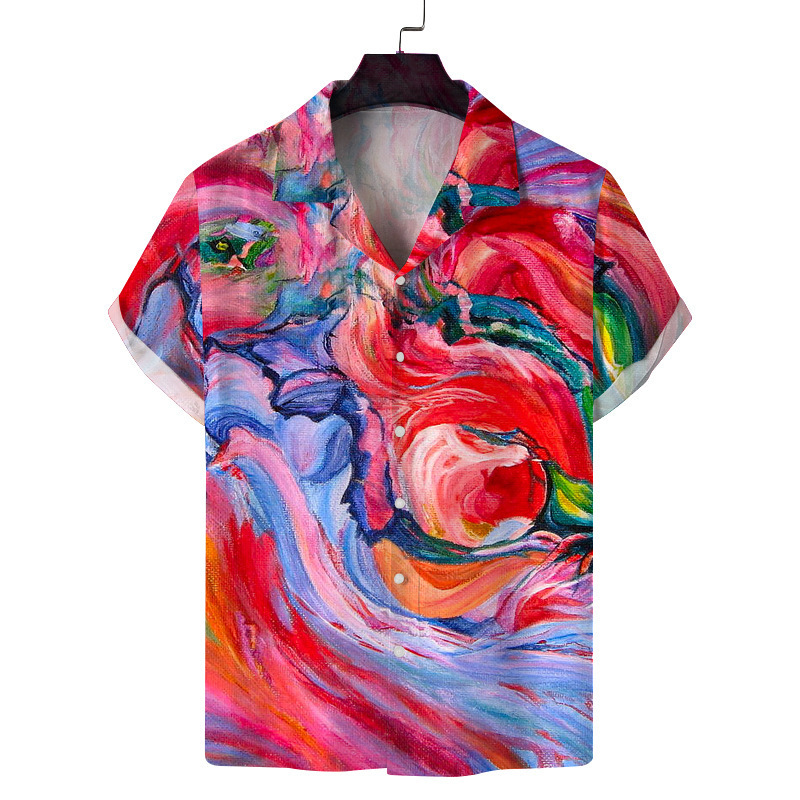 Camicia uomo maniche corte stampa 3d collo cubano hawaiana_voghion.com