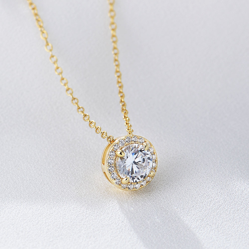 Fashion Round Sterling Silver Plating Zircon Pendant Necklace display picture 3