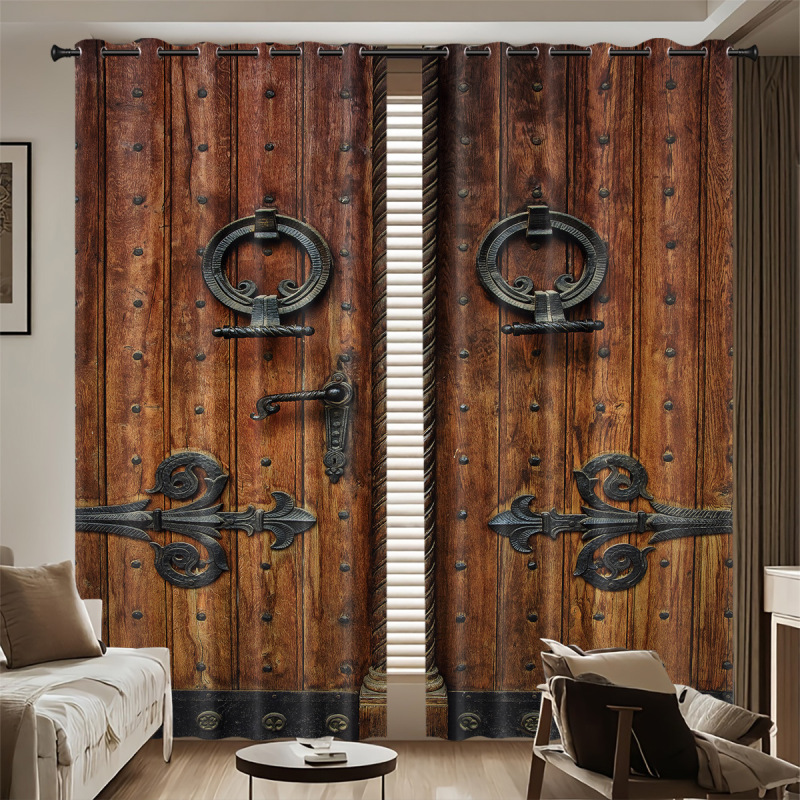 Cross-Border Custom Blackout Curtains, Vintage Door Panels, 3D Printed Polyester, Thickened High-Precision Blackout and Sun Protection Curtains Manufacturer Cross-Border Custom Blackout Curtains, Vintage Door Panels, 3D Printed Polyester, Thickened High-Precision Blackout and Sun Protection Curtains Manufacturer