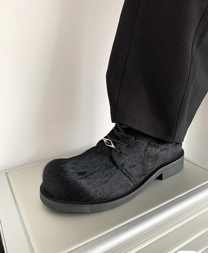 Scarpe derby in pelle di crine di cavallo da uomo e da donna, con suola spessa, casual Lefu, con punta grande_voghion.com