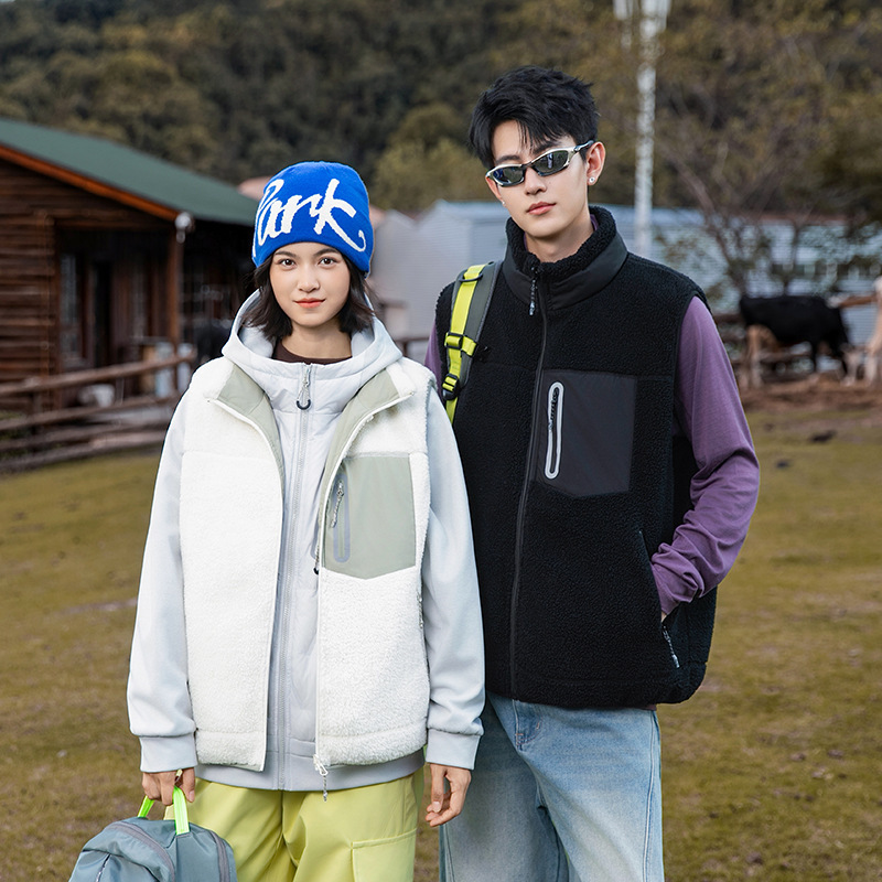 Mountain Style Outdoor Cashmere Double-Sided Wear Stand-Up Collar down Vest for Men and Women Winter New Large Size Casual Warm Jacket