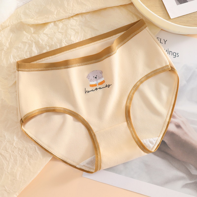 Algodón de las mujeres entrepierna transpirable lindo mediados de la cintura cepillado de la muchacha del triángulo de la muchacha sin costura de la muchacha del otoño y el invierno