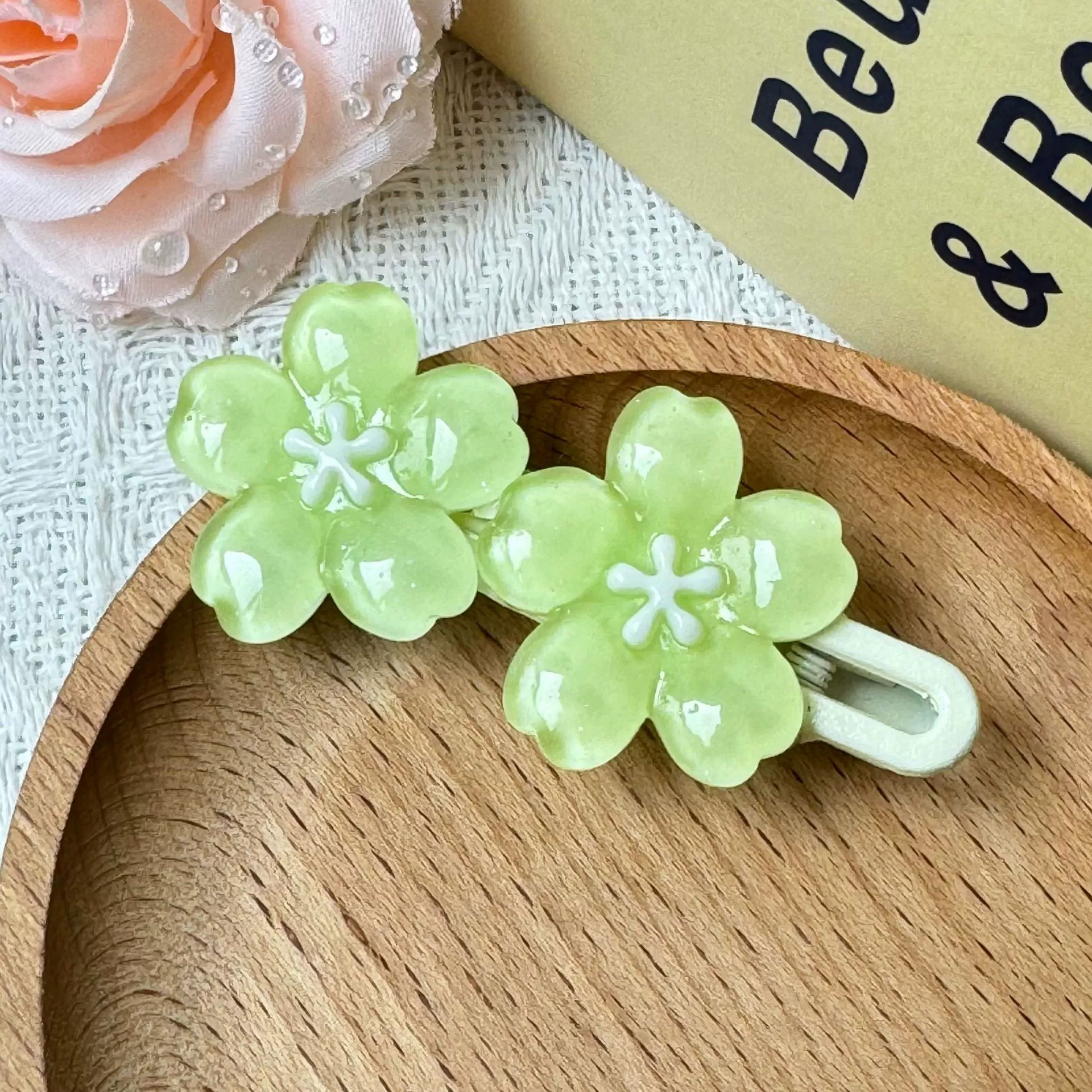 Заколка для волос Jelly Cherry Blossom, смоляная боковая клипса, 6 см, пастельные цвета