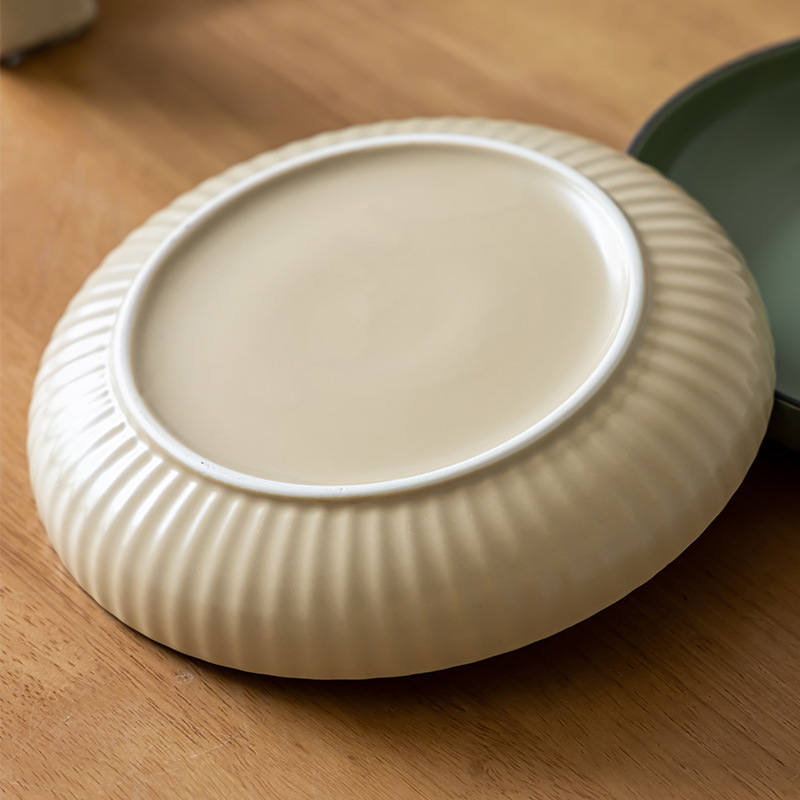 Plato hondo retro simple de cerámica para el hogar, plato para frutas, plato para ensalada, plato redondo para aperitivos, vajilla de presentación, venta al por mayor