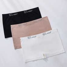 欧美跨境简约纯色字母腰头平角裤低腰舒适无缝大码女士内裤女外贸