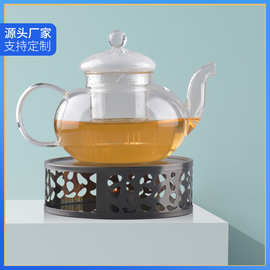 厂家直销不锈钢热茶热咖啡暖炉玻璃壶暖茶器蜡烛台恒温温茶器套装