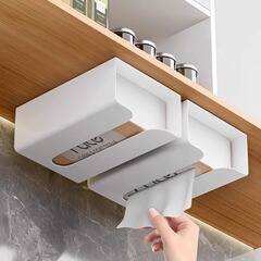 ティッシュペーパーボックス、ホームリビングルームクリエイティブティッシュボックス、痕跡なし、パンチなし、壁掛けティッシュ収納ボックス、キッチンペーパーティッシュボックス