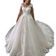Theme Wedding Dress Large Tail 2025 New Elegant Bridal Short-sleeved Lace Mori Fantasy French Light Slimming