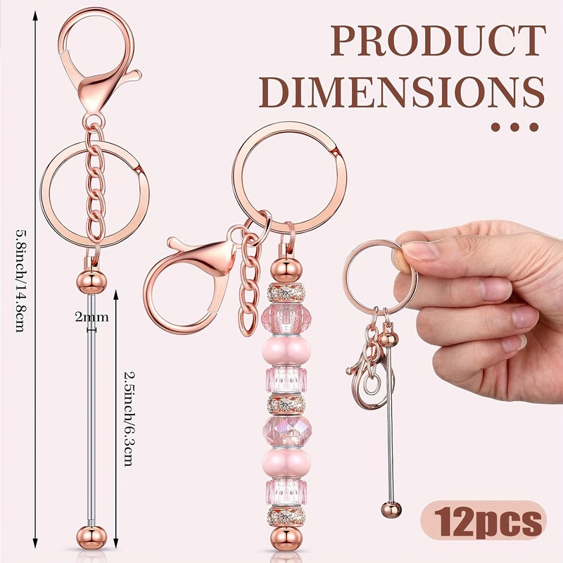12 個セット Amazon メタルビーズロッドキーホルダーチェーンロッド手作り DIY ビーズキーホルダーペンダントバッグペンダント|undefined