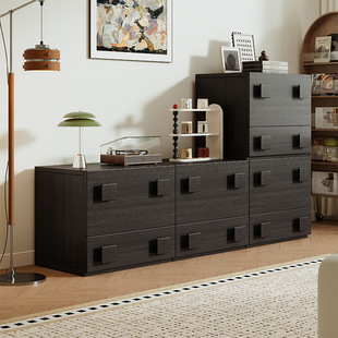 Retro New Tv Cabinet Small Apartment Modern Simple Storage Cabinet Medieval Living Room Carmen Cabinet Combination Bucket Cabinet Floor-Standing