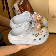 EVA 厚底パフ 5 センチメートル高さ増加新しい下駄女性の夏のアウターウェア滑り止めつま先漫画サンダルホットスタイル