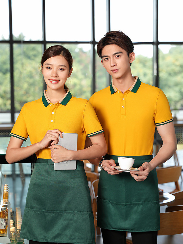 Catering overalls short-sleeved fixed T-shirt men's summer restaurant restaurant coffee milk tea cake shop waiter tooling Catering overalls short-sleeved fixed T-shirt men's summer restaurant restaurant coffee milk tea cake shop waiter tooling