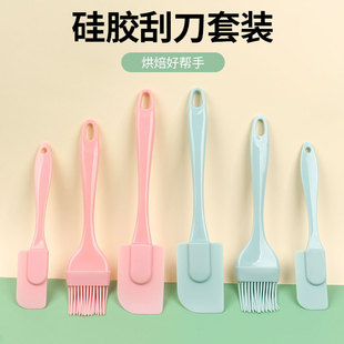 Baking Tools Cross-Border Silicone Scraper 3-Piece Set Silicone Oil Brush Silicone Scraper Cake Spatula Factory Ready Stock