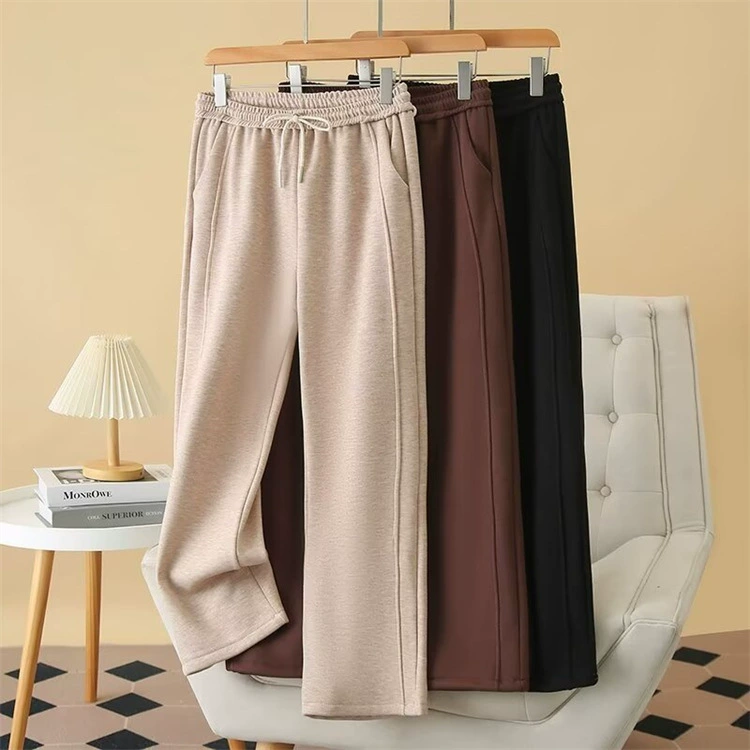 Толстые плюс размер повседневные брюки 2024 зимняя одежда новая толстая MM иностранная пряность мяса узкая версия бархатные толстые широкие брюки 301