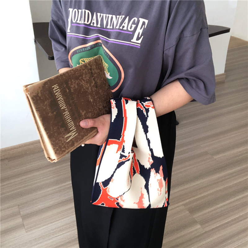 Handbag Bags Type Shopping Occasion Women's Vintage Style Stripe Heart Shape Butterfly Knit Shopping Bags