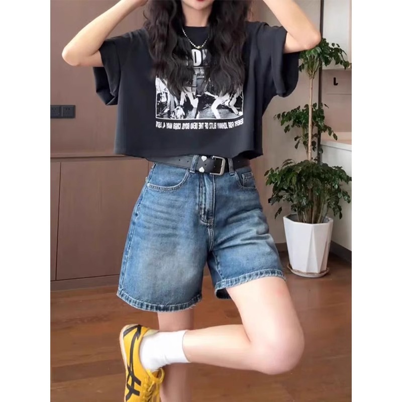 Short retro vaquero azul