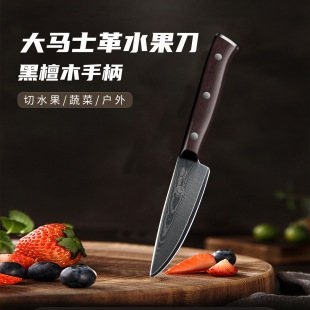 Ebony Wood Handle Damascus Fruit and Melon Knife Vegetable Cutting Meat Knife Household Small Chopper