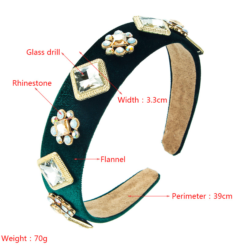 New Fashion Baroque Style Retro Glass Drill Headband Gold Velvet Party Hair Accessories display picture 1