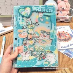 ライン子犬ルーズリーフハンドブックアクリルシェイク漫画ノートメモ日記小さな本かわいい